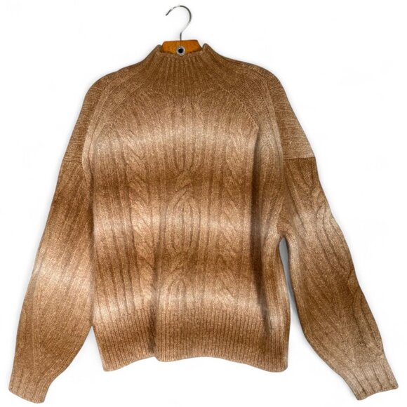 Banana Republic Alpaca Blend Space Dye Camel Brown Cable Knit Sweater L - Picture 2 of 10